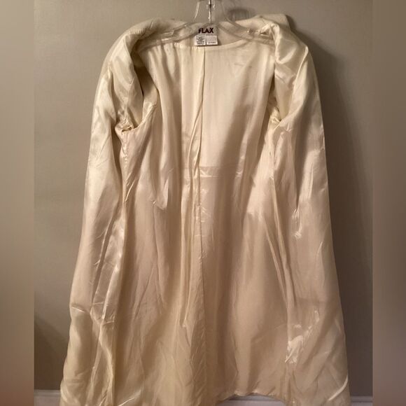 FLAX SIZE SMALL IVORY CREAM WOOL BLEND OVERSIZED LONG BUTTON FRONT PEA COAT - Picture 8 of 11